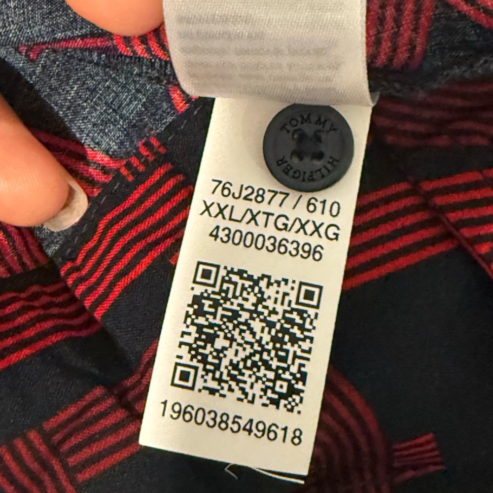 Tommy Hilfiger Red and Black Graphic Long Sleeve Dress - Picture 9 of 9